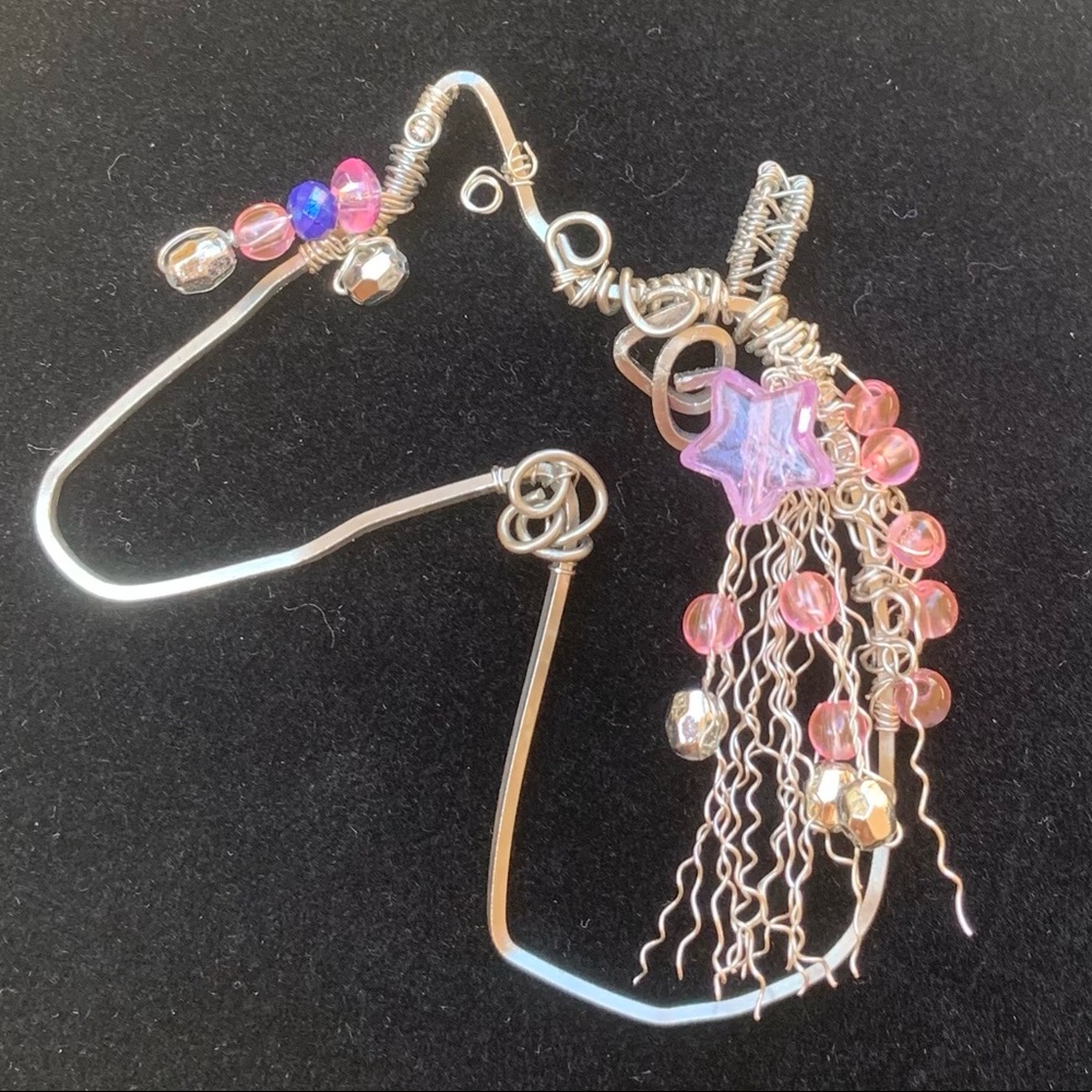 Silver color wire wrap unicorn-hand made